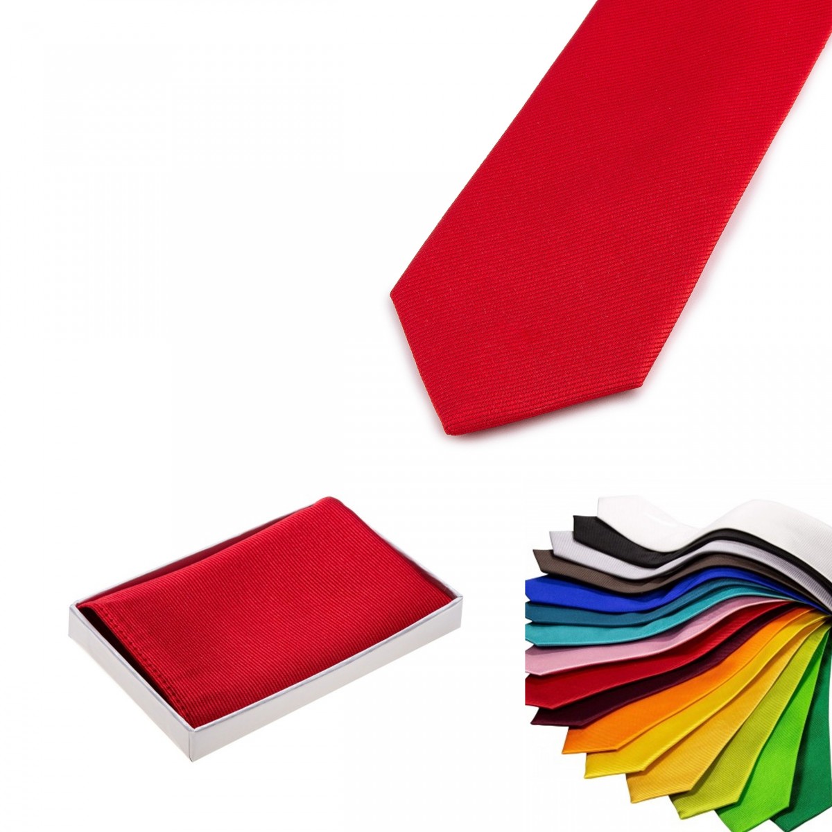 - und Herren-Set Tinitex Einstecktuch verschiedene einfarbig Krawatte Farben in -
